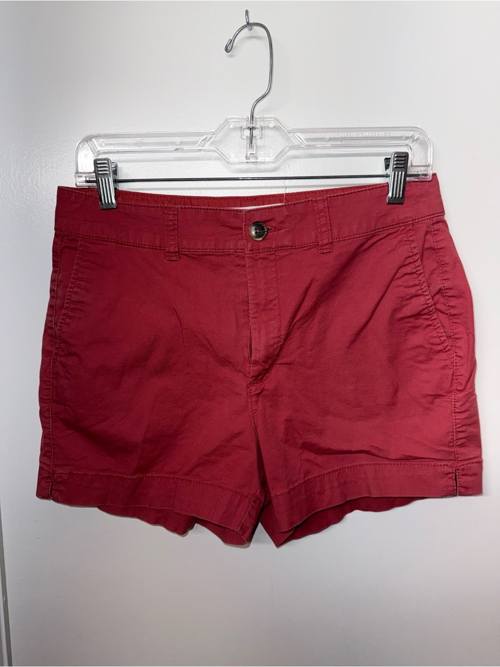 Women's Red Casual Cotton Shorts